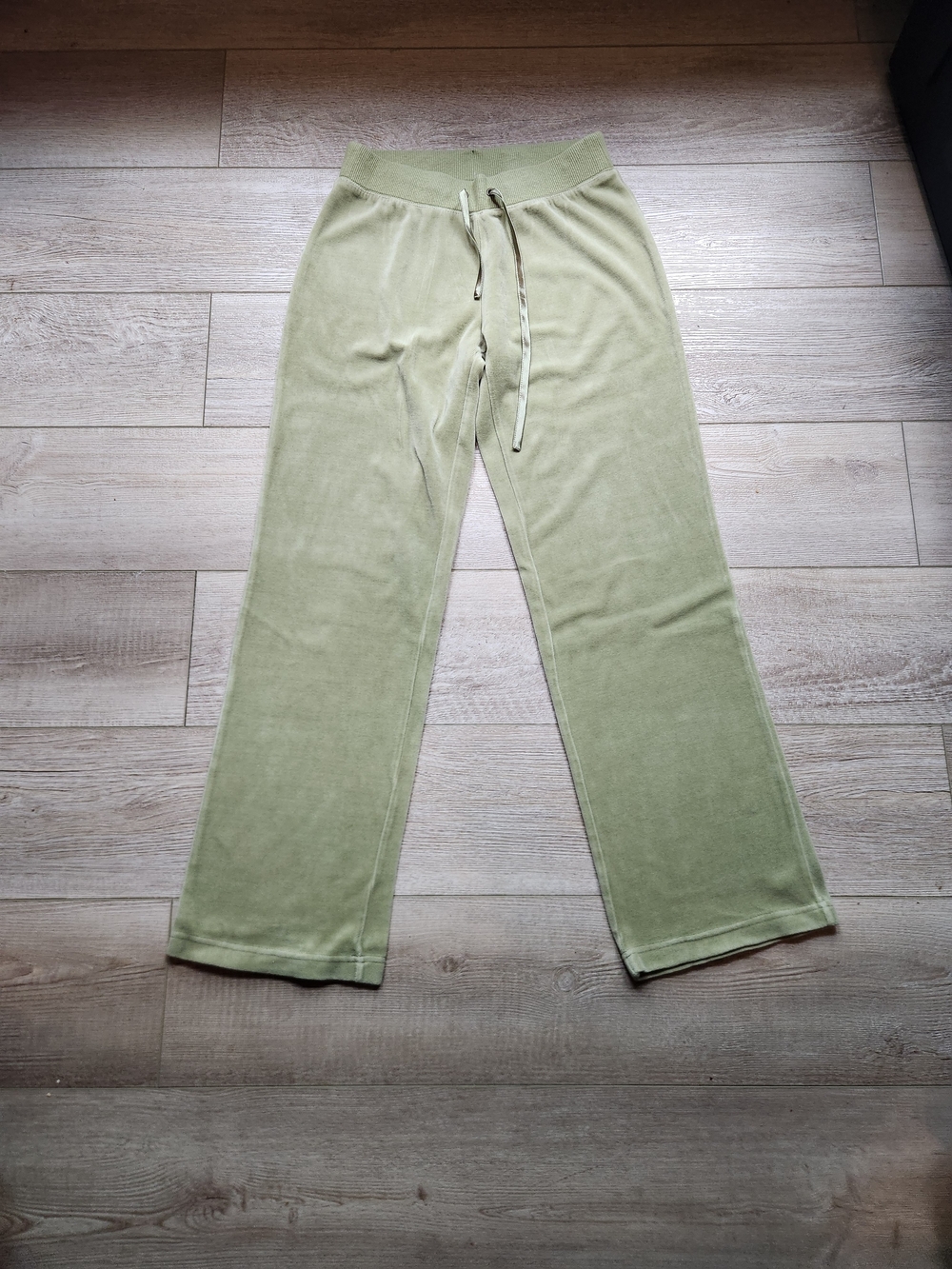 New York Laundry Sage Green Velour Wide-Leg Joggers with Drawstring
